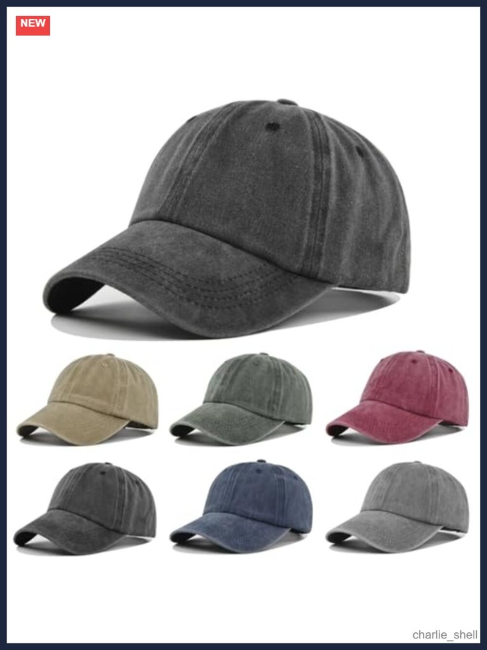 6 Pack Unisex Vintage Washed Cotton Baseball Cap Adjustable Dad Hat